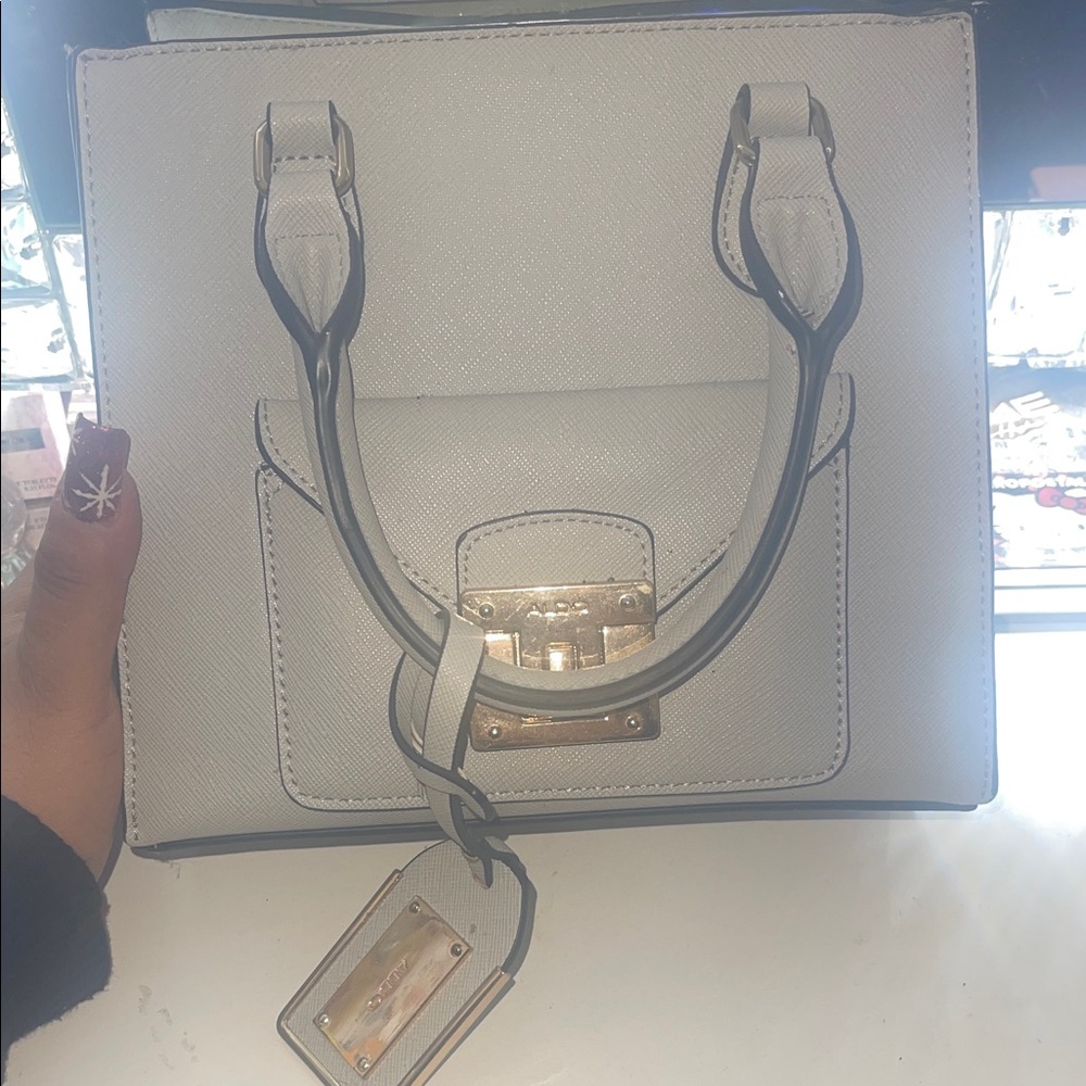 Aldo White and Gold Satchel